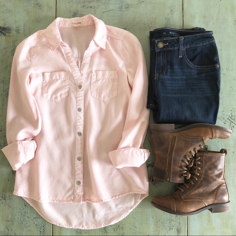 Pretty Pink Maison Jules Snap Front Blouse XS
